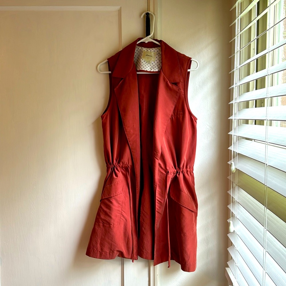 Soft burnt orange vest from Anthro, great for layering, size M.